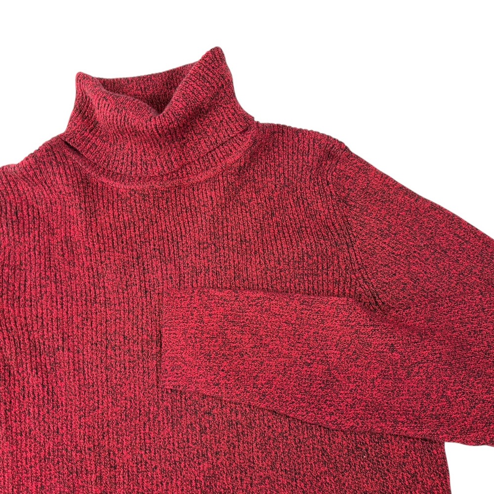 Kim Rogers XL Red Turtleneck Sweater Marled Knit Long Sleeve Dark Academia
